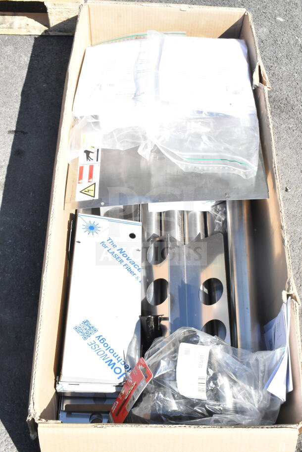 Box of parts and accessories for the 2023 Blodgett Invoq: Hybrid 6-1/1 GN commercial oven. Includes manuals and hardware.