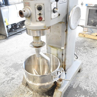 Hobart P 660 commercial 60-quart mixer with bowl and dough hook, 208-240V, 3-phase, floor style, visible rust, used condition.