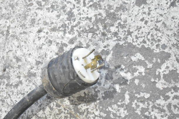 Close-up of a 3-phase plug for a Hobart P 660 Commercial Dough Mixer. Rugged black casing and visible prongs.