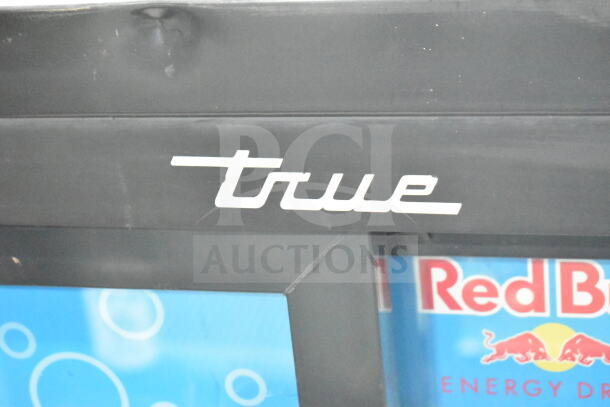 2020 True GDM-41C-48-HC-LD cooler with black trim, logo visible. Features two doors, ideal for commercial use.