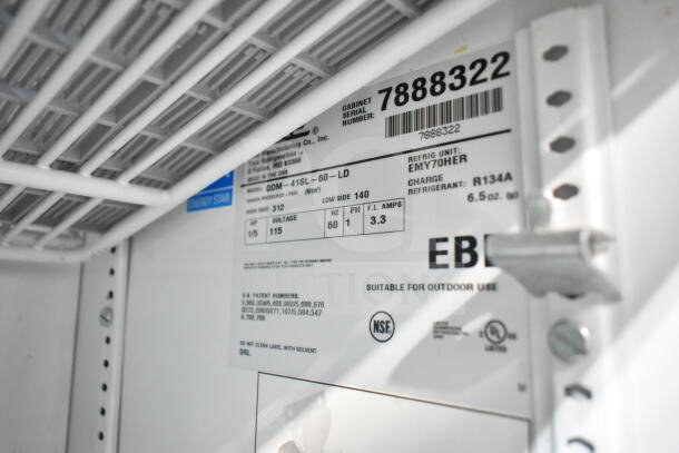 True GDM-41SL-60-LD cooler tag: 115V, 1 Phase, R134A refrigerant, NSF certified, serial number 7888322.