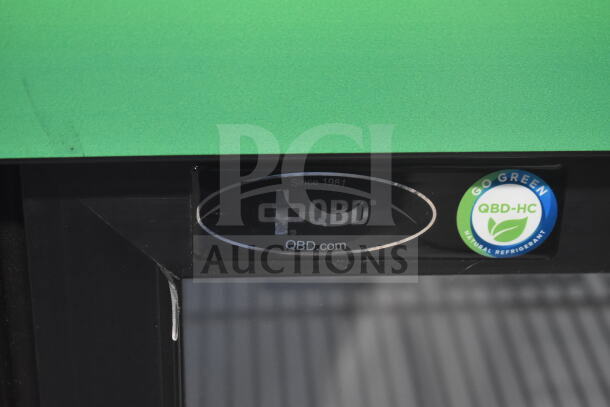 QBD CD4148SL-HC 2 Door Cooler, "Since 1981" and "Go Green" labels, eco-friendly refrigerant, 115V, 1 Phase.
