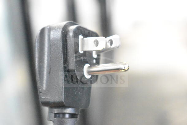 Close-up of the power plug for a 2019 Habco SE18HC cooler, 115 volts, 1 phase.