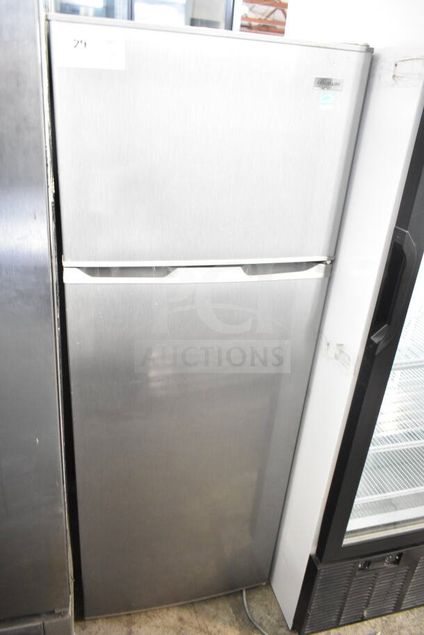 Frigidaire EFR780-T-6COM reach-in cooler with freezer, 115 volts, 1 phase, stainless steel finish, model label visible.
