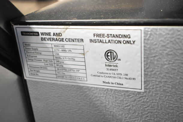 Tramontina 80901/102 Single Door Mini Cooler Merchandiser label, 115V, 1 Phase, ETL listed, made in China.