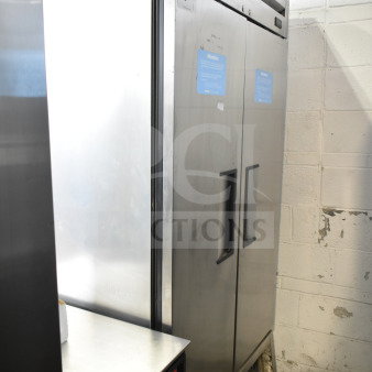 2017 True T-35-HC 2 Door Reach In Cooler on Casters. Stainless steel, 115V, 1 Phase. Commercial use, model T-35-HC.