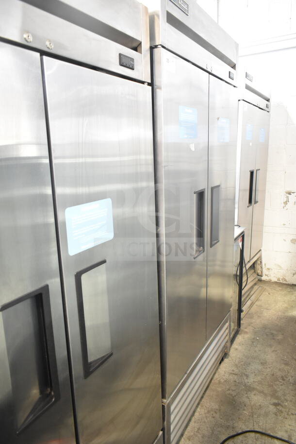 2017 True T-35-HC commercial 2-door reach-in cooler, stainless steel, on casters, 115V, 1 phase, excellent condition.