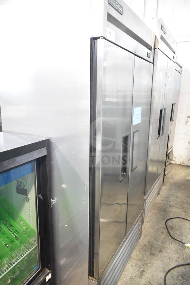 2017 True T-35-HC 2-door reach-in cooler on casters, 115 volts, 1 phase, commercial grade, stainless steel.