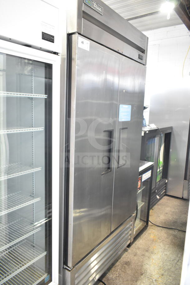 2017 True T-35-HC commercial 2-door reach-in cooler on casters, stainless steel, 115 volts, 1 phase, excellent condition.