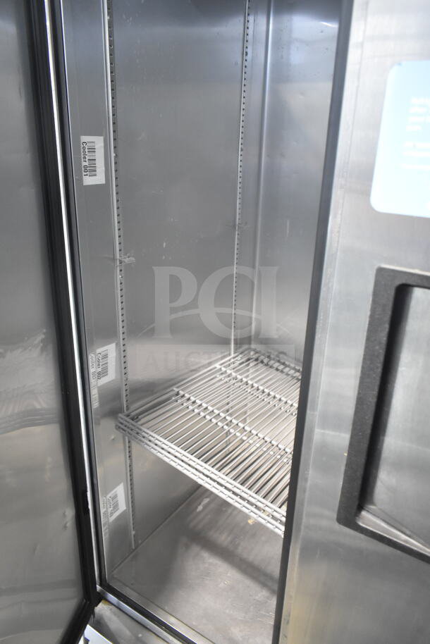 2017 True T-35-HC commercial 2-door reach-in cooler, stainless steel, on casters. 115 volts, 1 phase, excellent condition.
