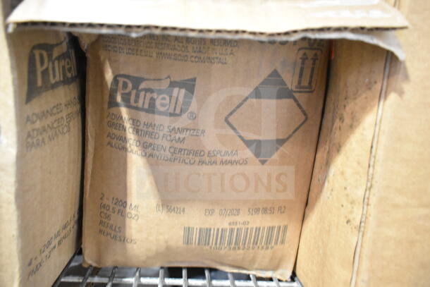 Lot of two tiers of Purell Hand Sanitizer boxes, Advanced Green Certified Foam, 1200ml each, exp. 07/2028.