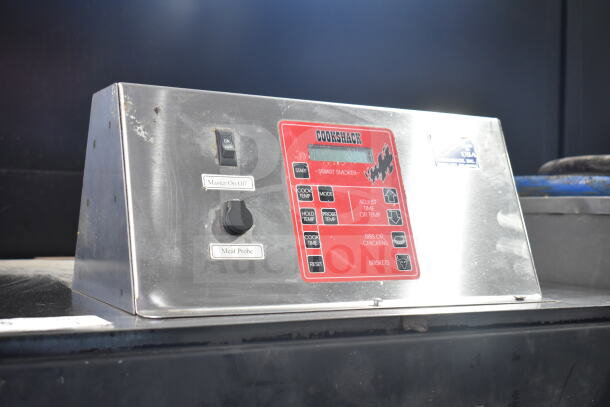 CookShack 250 Commercial Electric Smoker control panel, featuring a digital display and cooking settings.
