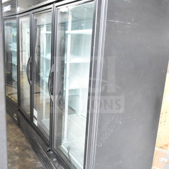 2019 True GDM-72-HC 3-Door Cooler Merchandiser, 115V, 1 Phase, glass doors, black finish, excellent condition.