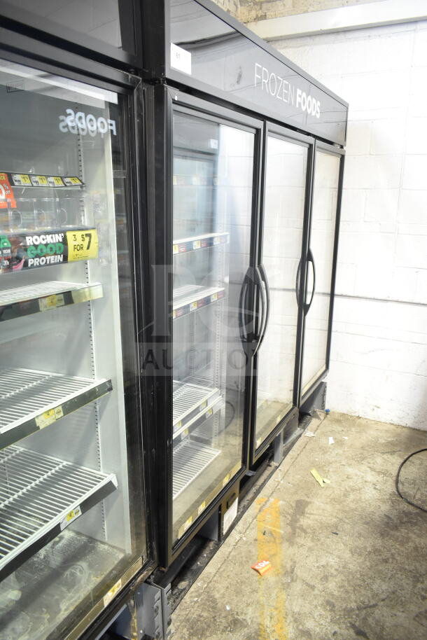 2017 True GDM-72F-HC commercial 3-door freezer merchandiser, excellent condition, visible shelving, 115/208-230V, 1 phase.