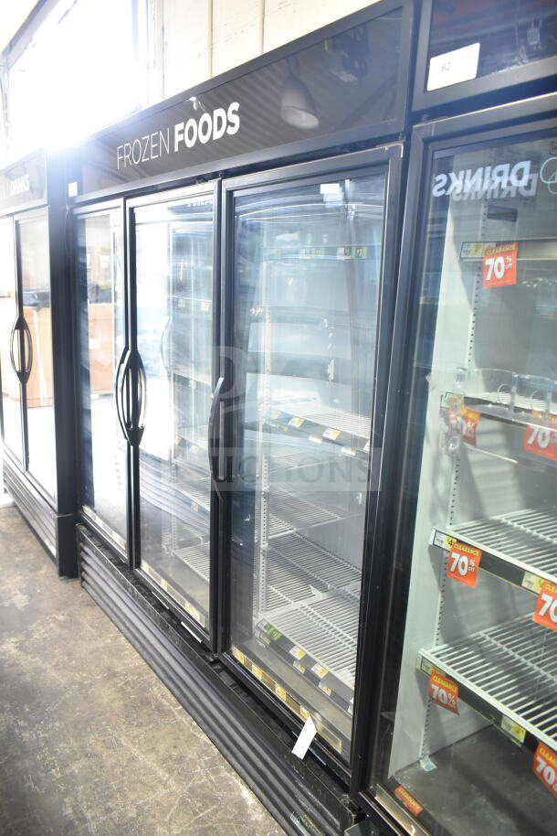 2017 True GDM-72F-HC 3-door reach-in freezer, glass doors, commercial use, 115/208-230V, 1 Phase, good condition.