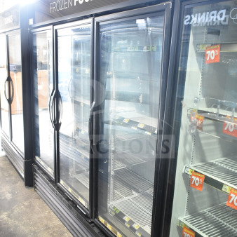 2017 True GDM-72F-HC 3-door reach-in freezer, glass doors, commercial use, 115/208-230V, 1 Phase, good condition.