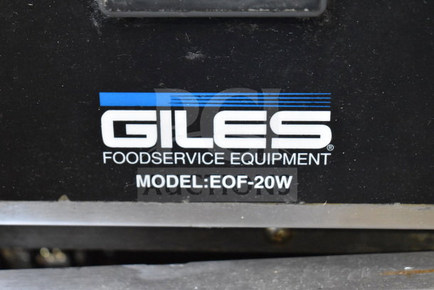 Giles EOF-24 stainless steel commercial electric fryer, 3 bay, with EOF-BIB dumping station, 480 volts, 3 phase.