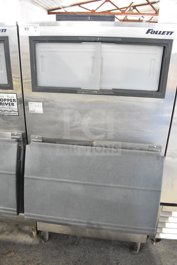 Follett SG700S-30 Commercial Ice Bin in stainless steel, durable build, visible model and brand labeling, used condition.