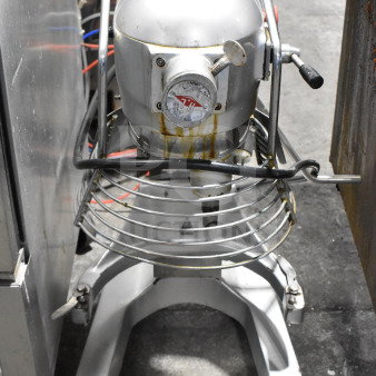 Fleetwood M20A 20 Quart Planetary Dough Mixer with bowl guard, 120 volts, 1 phase, commercial-grade condition.
