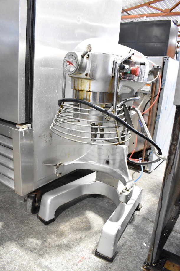 Fleetwood M20A Commercial 20 Quart Planetary Dough Mixer with bowl guard. Visible wear, 120 volts, 1 phase.