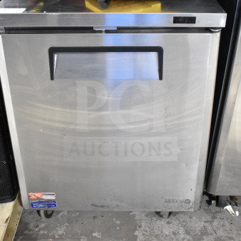 Turbo Air MUR-28-N undercounter cooler, single door, stainless steel, on commercial casters, 115V, 1 phase, good condition.