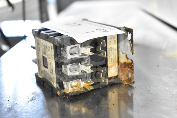 Siemens A2CF35AG Definite Purpose Contactor, visible wear, rust on metal parts, labels present with model and specifications.