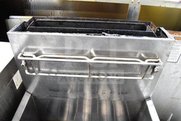 Dean SR162GN natural gas deep fat fryer, commercial floor style, 150,000 BTU, stainless steel, used condition.