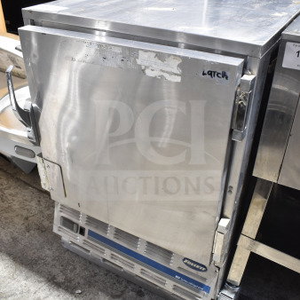 Follett REF5 Commercial Single Door Undercounter Cooler, 115V, 1 Phase, stainless steel, visible wear, latch marking.