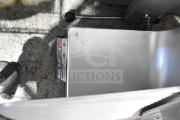 Bizerba SE 12 D US Commercial Countertop Meat Slicer, 120V 1 Phase, visible control panel and lever, stainless steel surface.