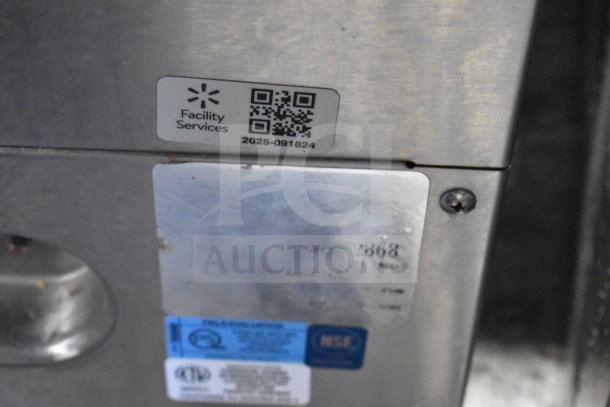 Countertop 3 Well Steam Table with facility services QR code and inspection labels, indicating compliance and condition.