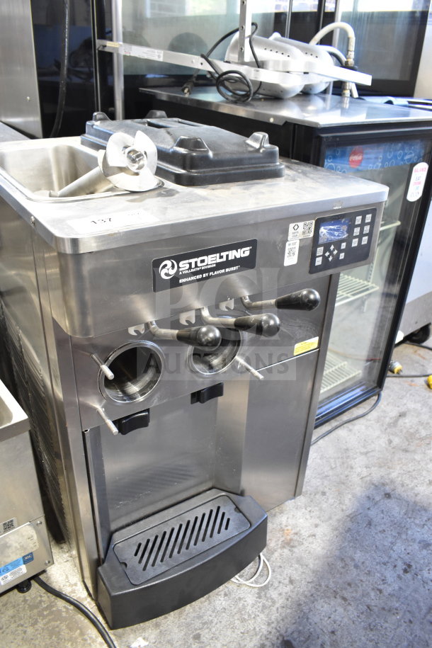 Stoelting F131-38I2 commercial soft serve ice cream machine, two flavors with twist, stainless steel, countertop, excellent condition.