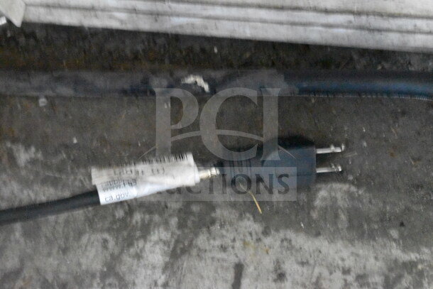 Belshaw H&I-2 Commercial 2 Well Heat and Ice Icing Station with casters, 208/240V, 1 phase, showing power cord.