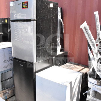 Six mini coolers, brands include Galanz and Insignia, 115 volts, 1 phase. Auction lot, sold as six times bid.