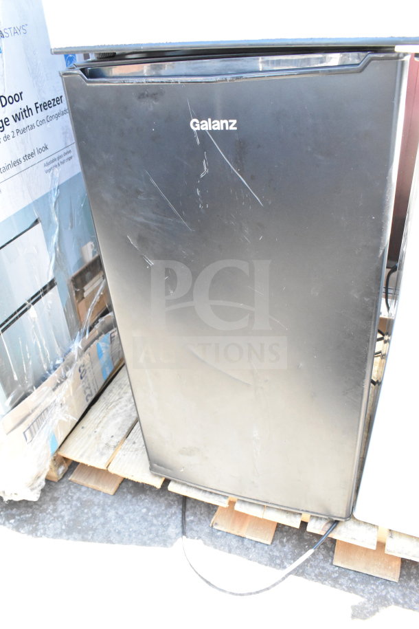 Six mini coolers including Galanz and Insignia brands, 115 volts, 1 phase, some with visible scratches.