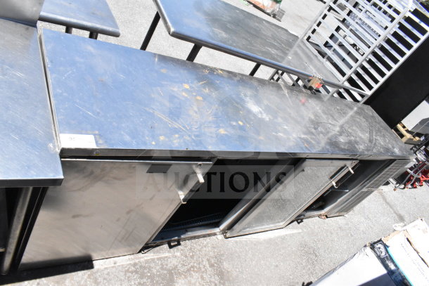 Perlick Commercial 4 Door Back Bar Cooler, stainless steel, missing 2 doors, good condition, ideal for bar setups.
