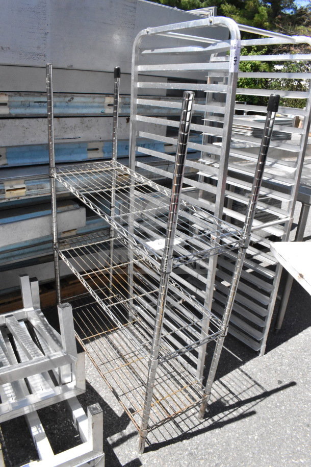 Chrome finish 3-tier wire shelving unit in good condition. Requires buyer dismantle. Consider freight charges.