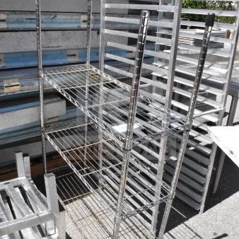 Chrome finish 3-tier wire shelving unit in good condition. Requires buyer dismantle. Consider freight charges.
