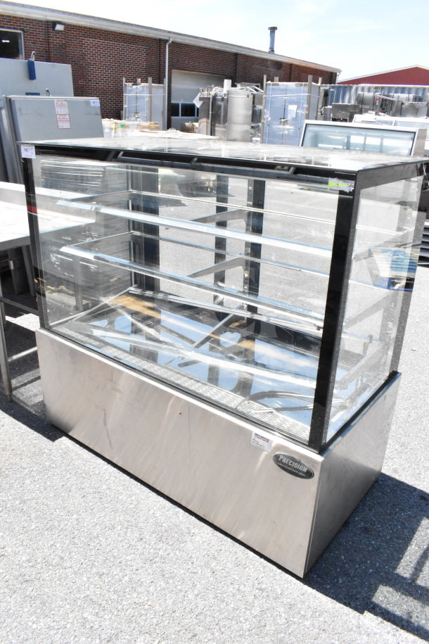 Precision CD60-3-HC deli display case, stainless steel, glass shelves, commercial use, 115 volts, visible brand logo.