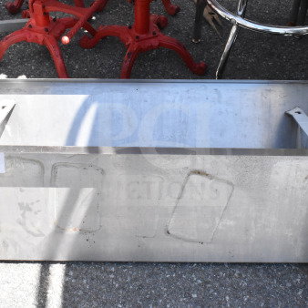 Stainless steel wall mount shelf, industrial design, visible wear, comes with supports, auction label indicating quantity x2.