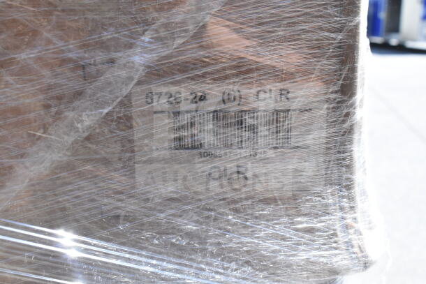 27 new scratch and dent items, including Rubbermaid trash cans and lids, ingredient bin lid. Label shows "5729-24", wrapped.