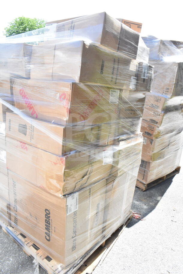Pallet of 30 brand new scratch and dent items including Camdolly CD300131, Camwear containers and display dome, packaged in boxes.