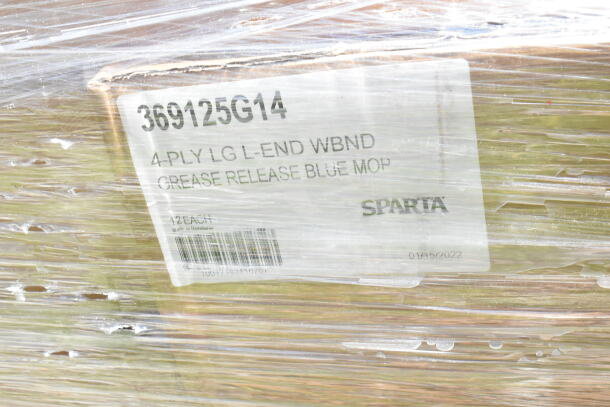 45 new scratch and dent items, including 369125G14 mop, Buffalo platters, and Carlisle can. Tags show Sparta brand and item details.
