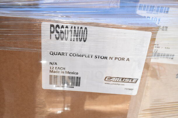 Carlisle PS601N00 Quart Container packaging with label "Made in Mexico," includes 12 pieces per package.