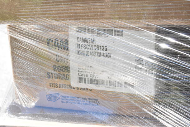 43 brand new scratch and dent items wrapped in plastic, featuring Camwear RFSCWC6135 round lids and more.