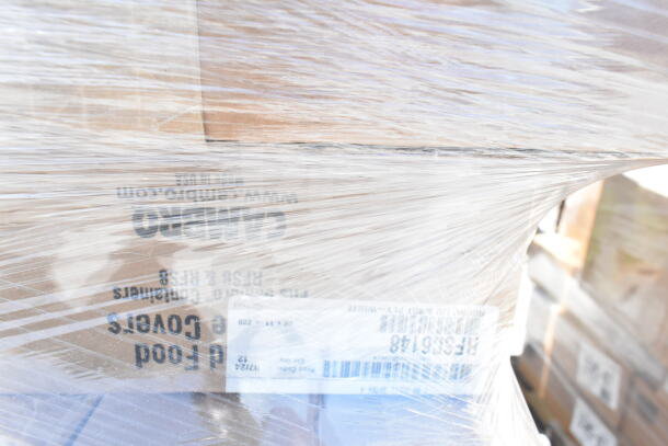 55 new scratch and dent items wrapped in plastic, including Carlisle quarts, Sparta basting brush, crock, mop bucket.