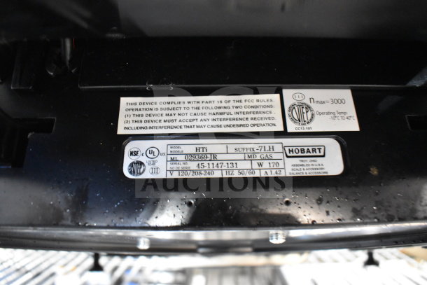 2016 Hobart HTi-7LH Commercial Scale, labels showing model, serial number, energy specs; 120/208-240V, 1 phase.