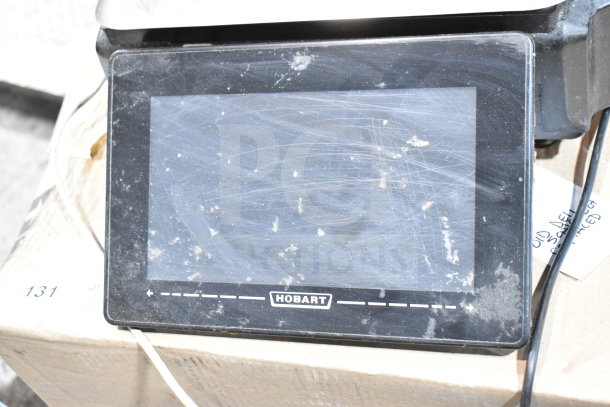 2017 Hobart HTi-7LH26 commercial countertop food portioning scale, visible wear, model and voltage details shown.