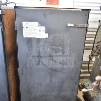 CookShack 250 Commercial Electric Smoker Cabinet, 208 volts, model 250, visible controls, metal body, signs of use.