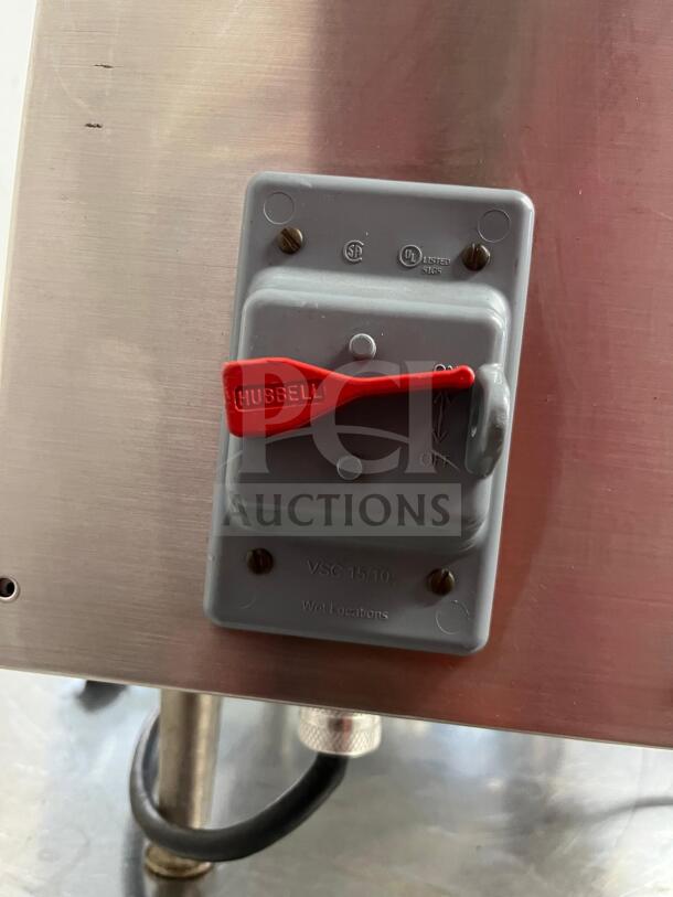 Communications box on a KEGRATOR commercial beer dispenser, model VSC 1570. Features Hubbell switch, UL listed.