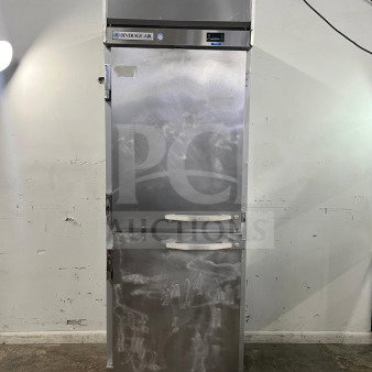 Beverage-Air HF1HC-1HS Horizon Series 26" top-mounted half solid door reach-in freezer, stainless steel, fair condition.
